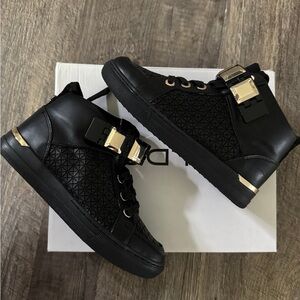 Aldo Black and Gold Geometric Sneakers